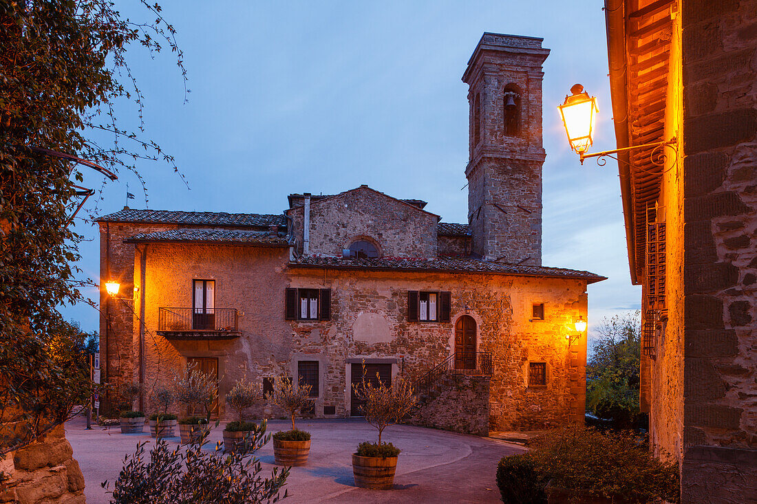 Volpaia, medieval village, church, near Radda in Chianti, Chianti, Tuscany, Italy, Europe