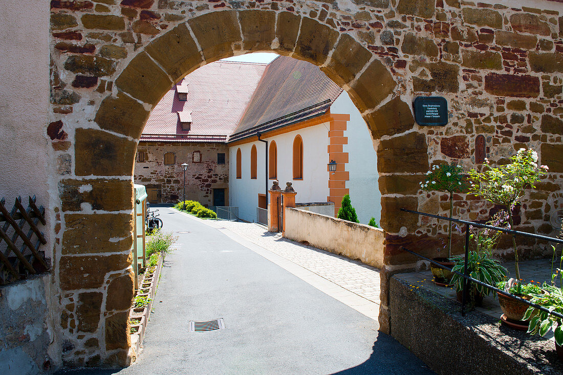 Access to the ruins of the Gnadenberg Monastery in Berg am Neumarkt, Lower Bavaria