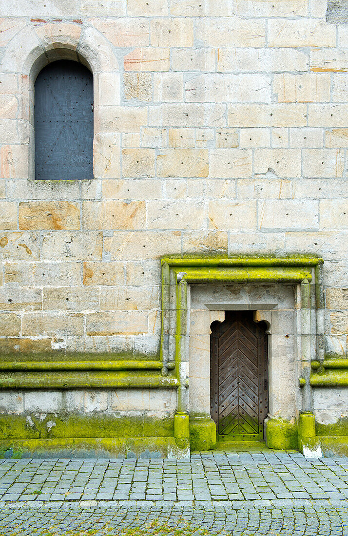 Side door of the church of Niederaltaich Abbey in Niederaltaich, Lower Bavaria