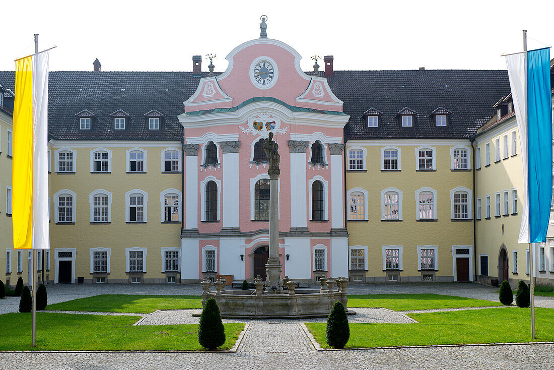 Inner courtyard of the Benedictine Abbey of Metten in Metten, Lower Bavaria