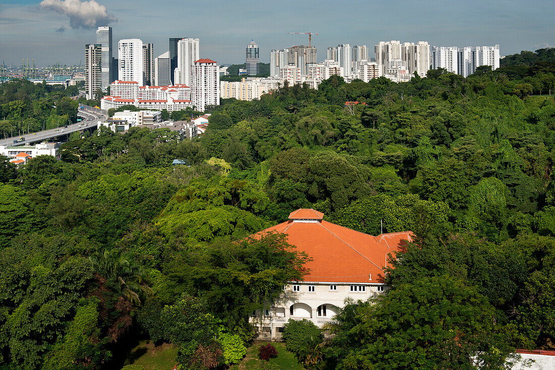 View from the Mt. Faber Park to apartment highrisers in Singapore