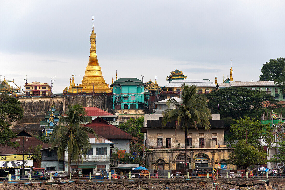 View to Buddhist temple Theindawgyi Paya in Myeik in Myanmar