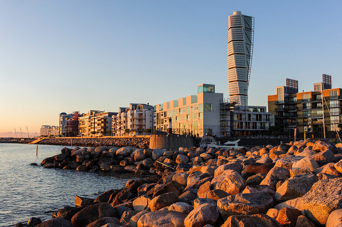 Turning torso in the rehabilitated harbor area, Malmo, Southern Sweden, Sweden