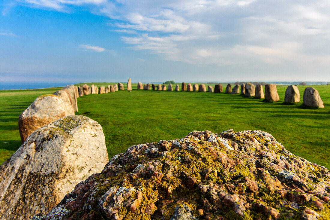 Schiffssetzung Ales Stenar bei Ystad, Skane, Südschweden, Schweden