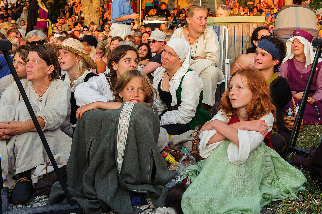 People in costume, medieval festival, opening ceremony, Schweden