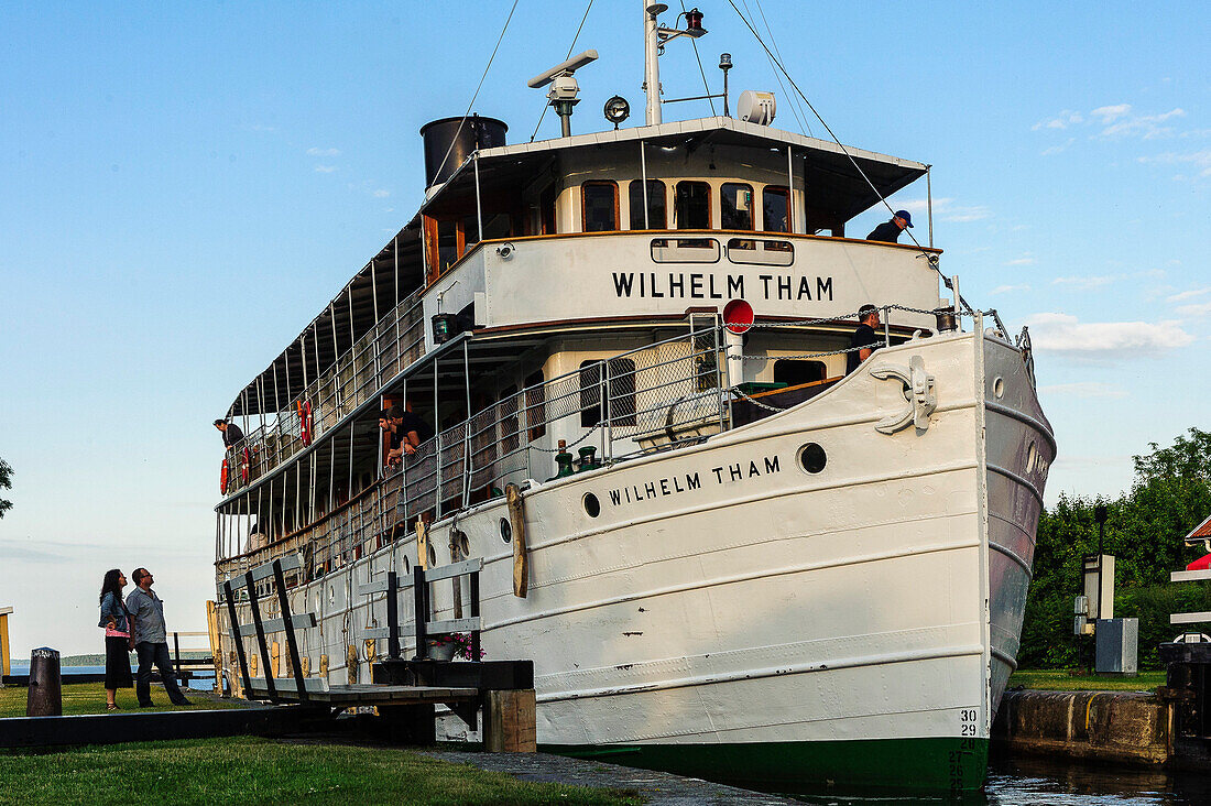 historic steamboat Wilhelm Tham at the sluice Bergs Slussar, Sweden