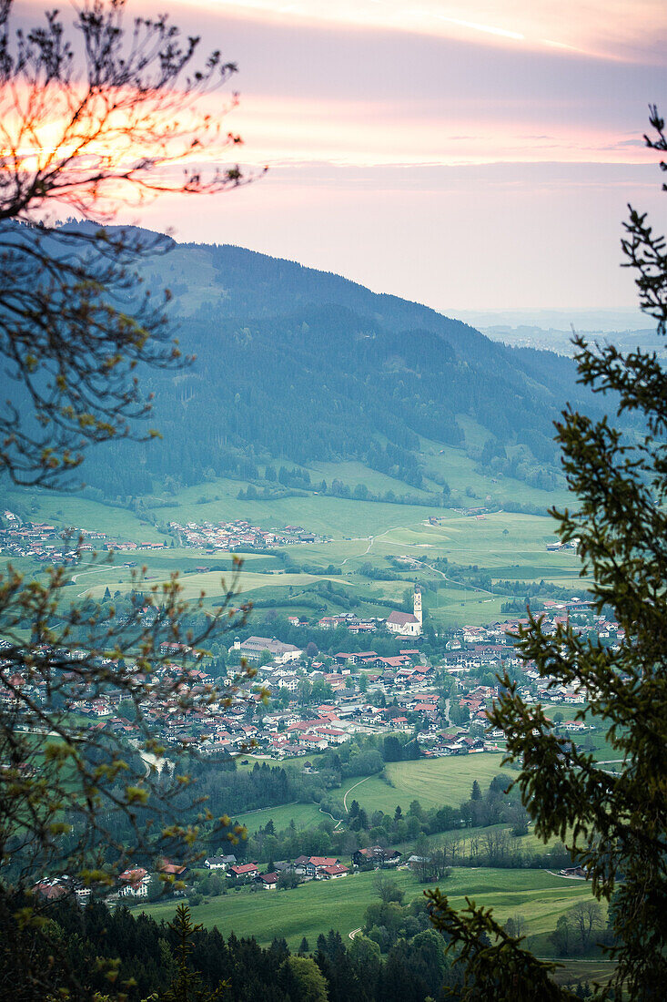 View to Pfronten from the Falkenstein in the Allgaeu, Pfronten, Bavaria, Germany