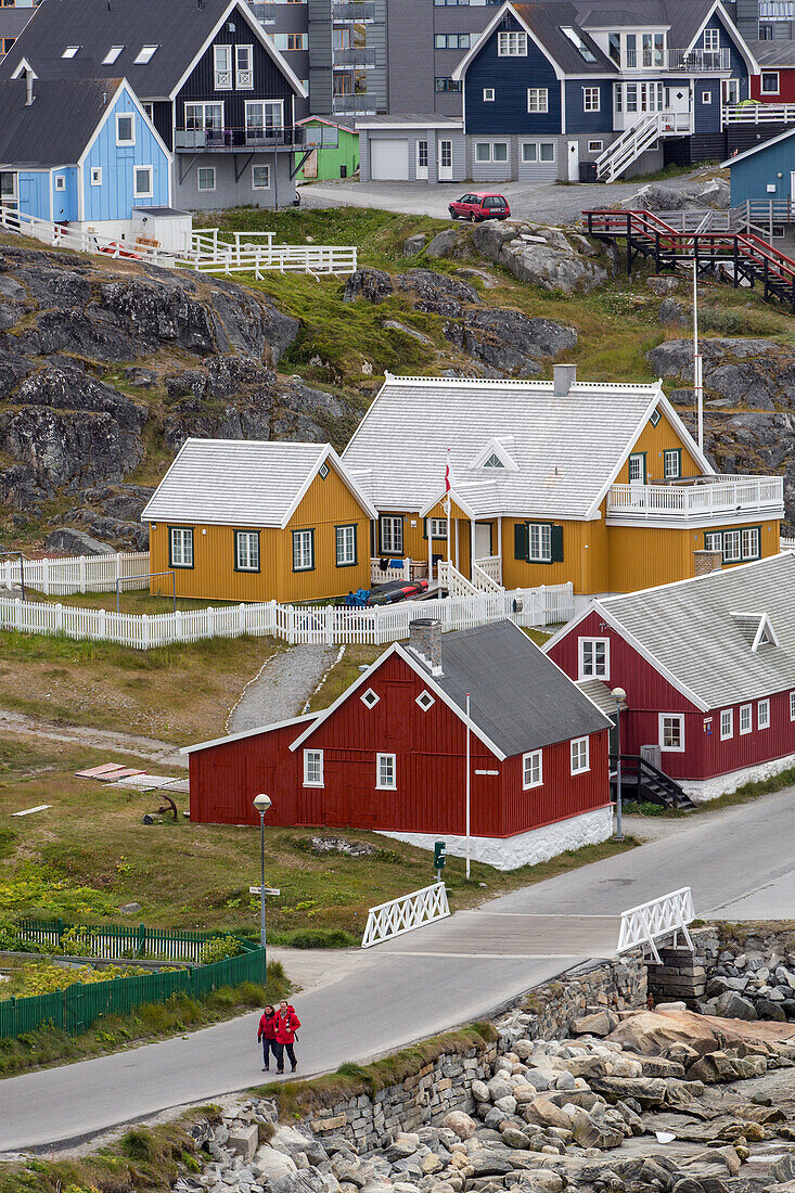 colorful wooden houses in the city of nuuk, capital of greenland