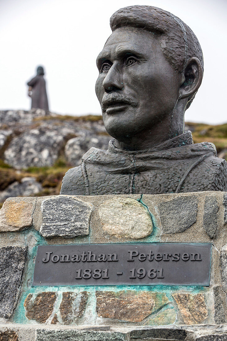 sculpture, bust of jonathan petersen (1881-1961), greenlandic poet and composer, city of nuuk, capital of greenland