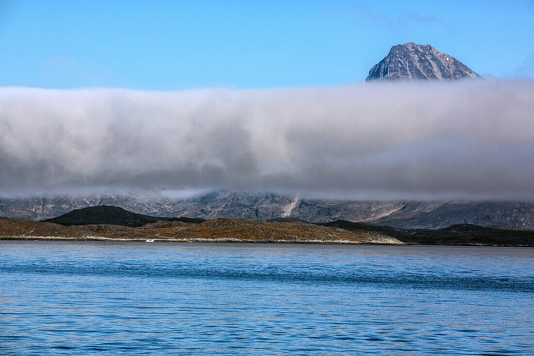 cylindrical roll cloud above the fjord, nuuk, greenland