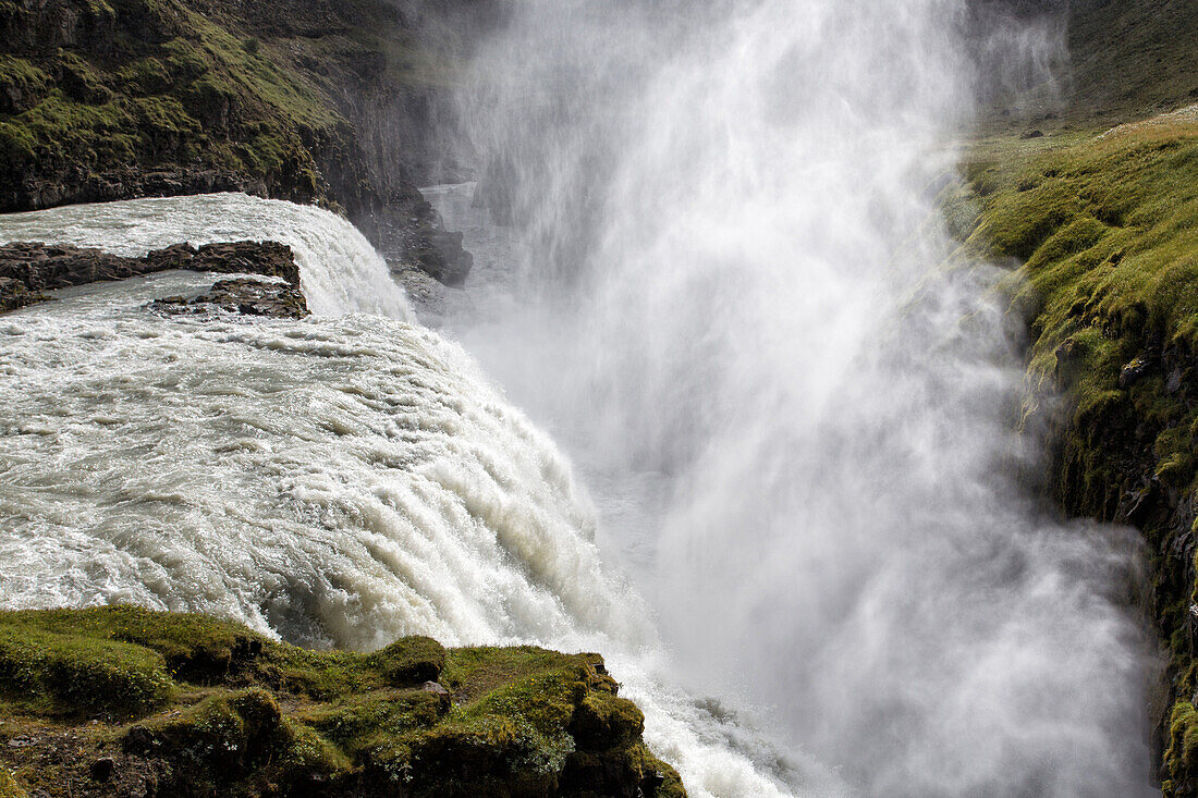 gullfoss, or golden falls, 32 metres high, golden circle, southern iceland, europe, iceland