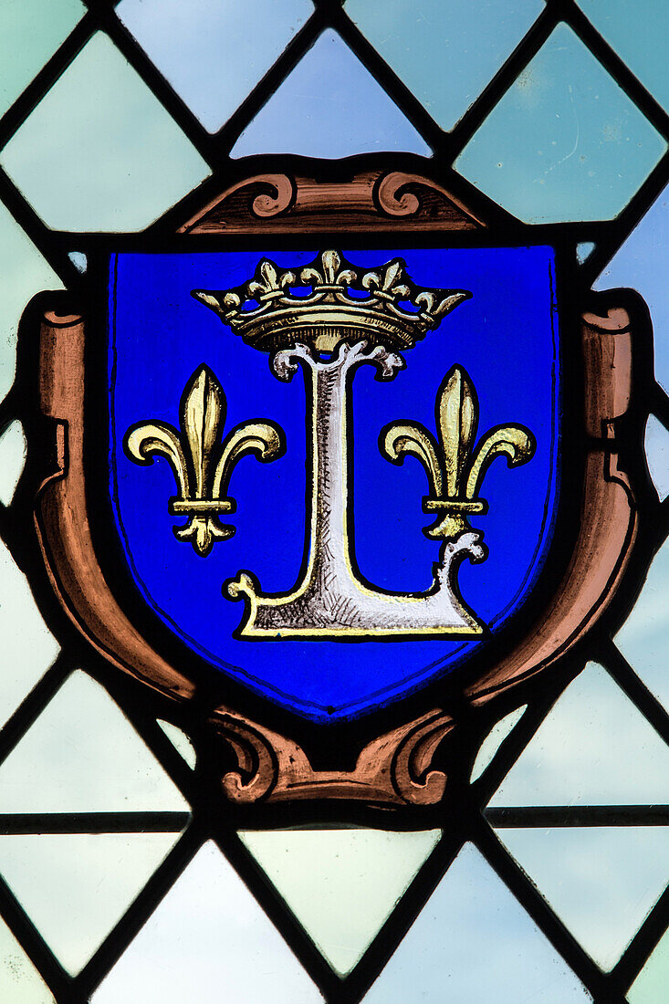 monogram of louis xii, king of france, the chateau of nogent-le-roi (28), france