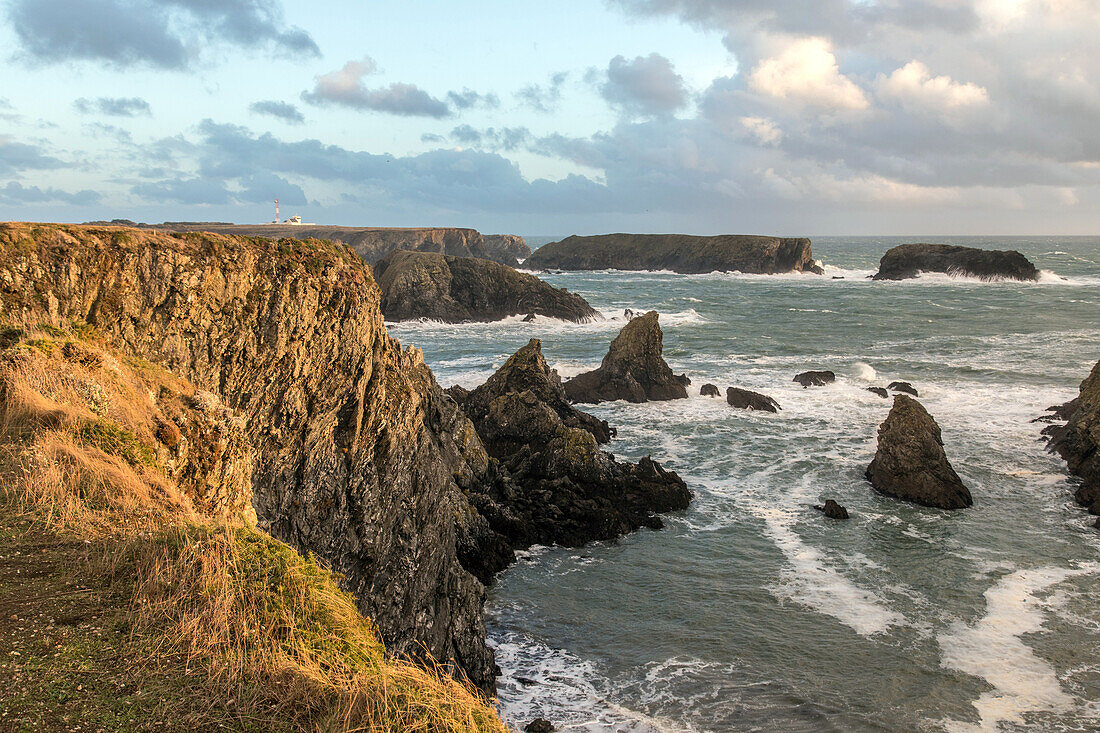 the aiguilles de port coton sea stacks, the wild coast of bangor, belle-ile-en-mer (56), france