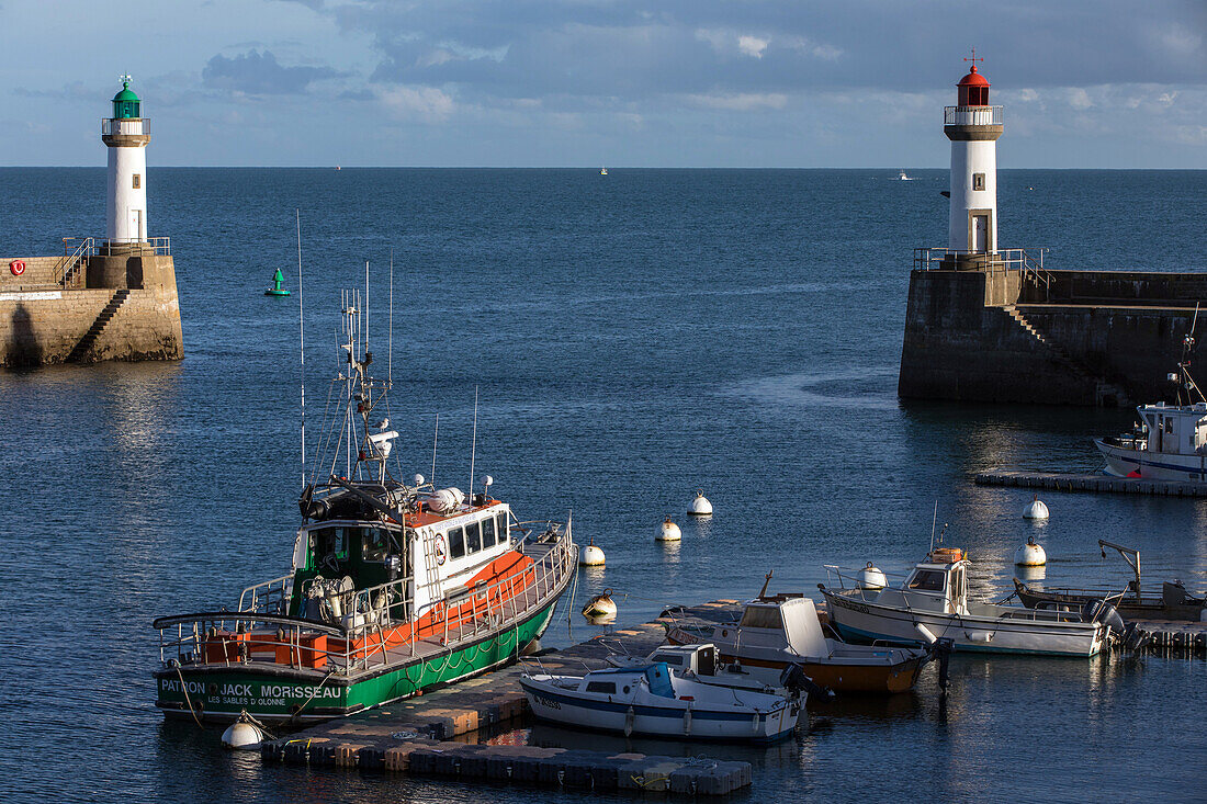 the lighthouses on the port, le palais, morbihan (56), france