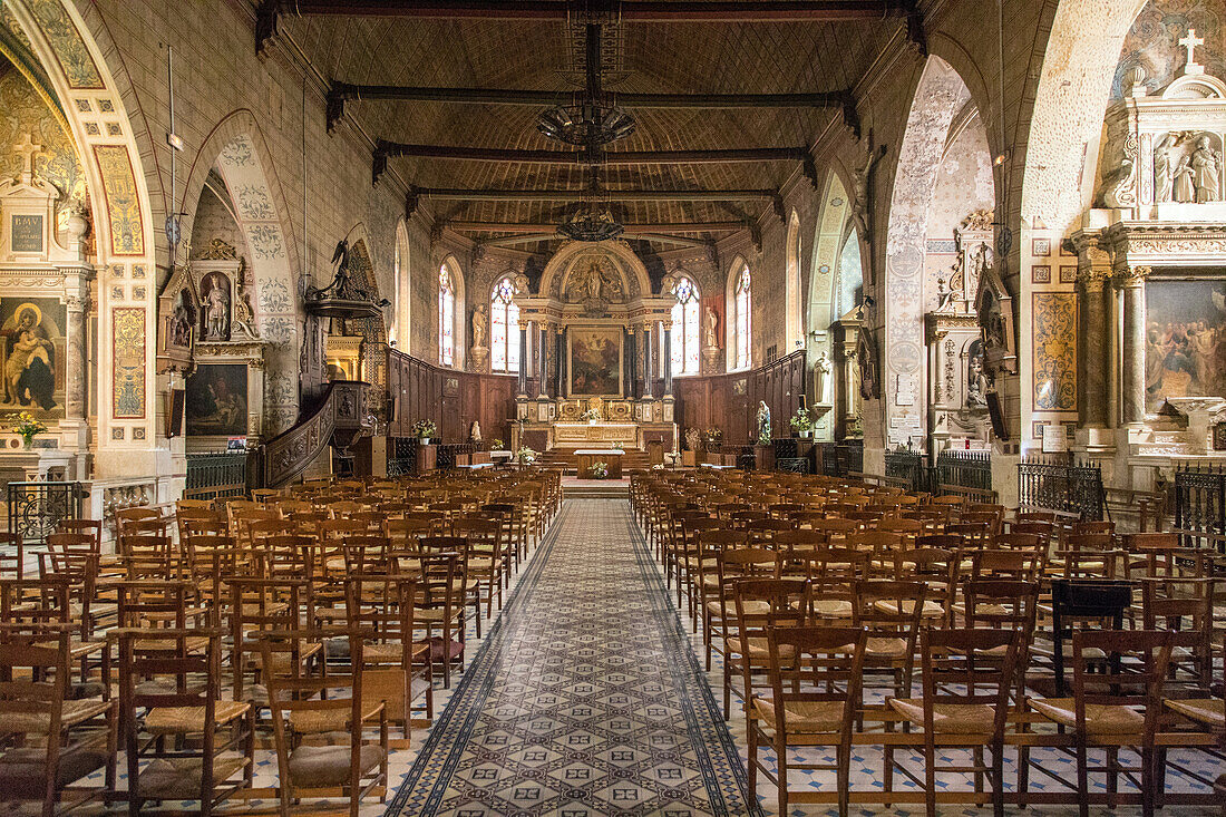 interior of the saint-sauveur church, belleme (61), town in the regional park of the perche, village of character, normandy, france