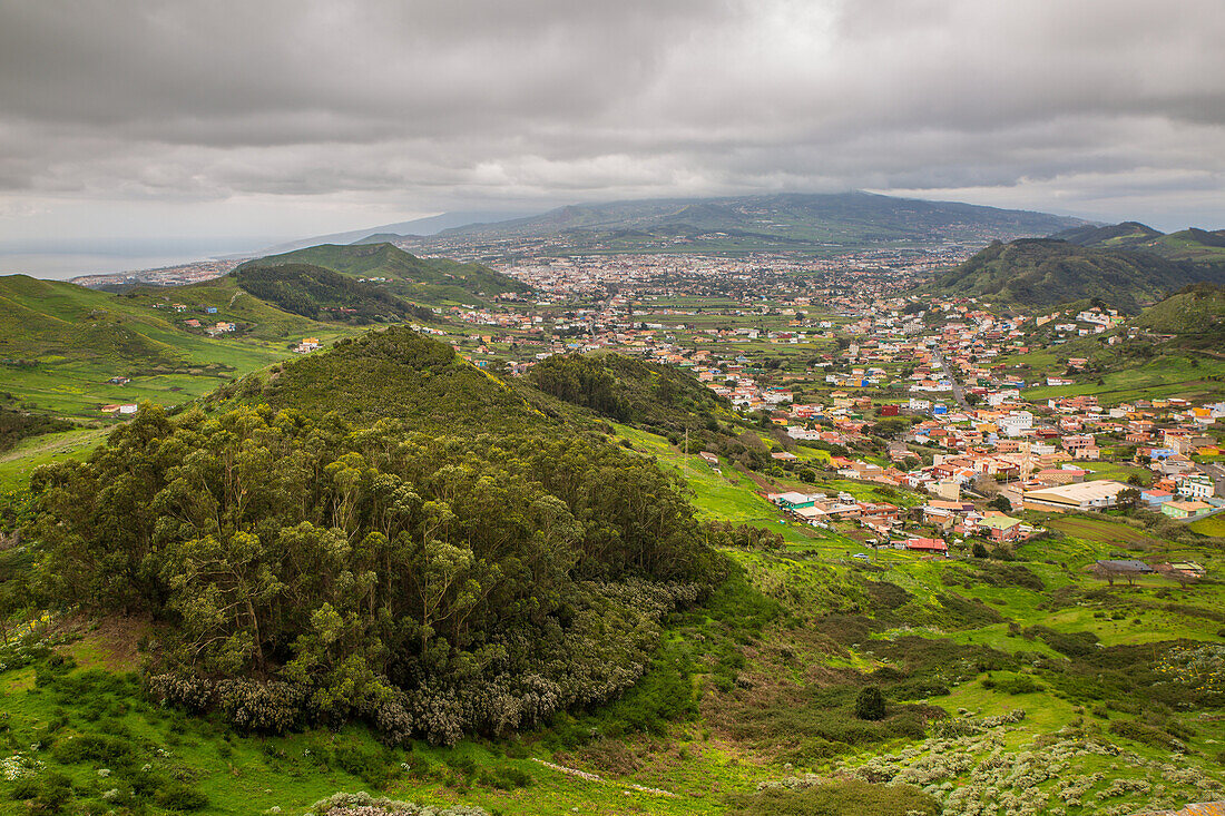 la laguna seen from the mirador de jardina, island of tenerife, canary islands, spain, europe