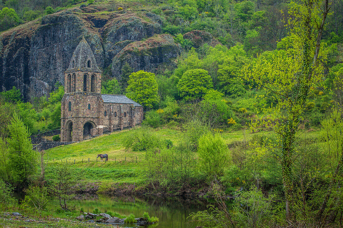 church of sainte marie, saint julien des chazes (43), haute loire, region auvergne rhone alpes, france