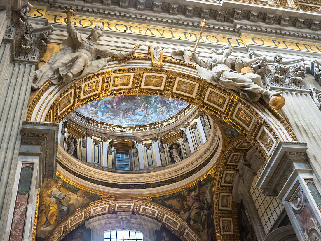 Interior, St. Peter's Basilica, Vatican City, Rome, Lazio, Italy, Europe