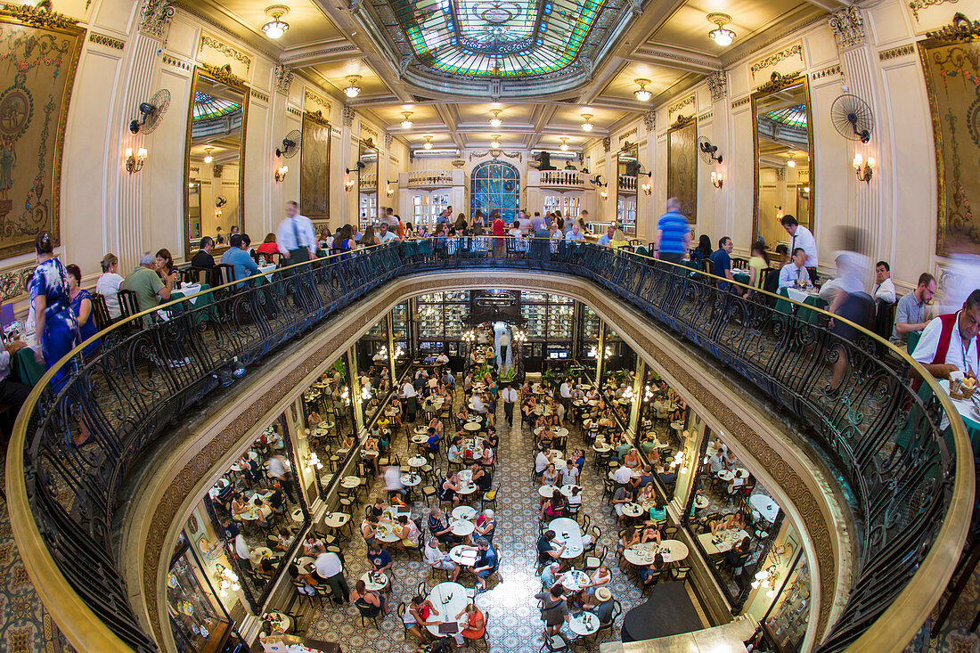 Confeitaria Colombo, Art Nouveau architecture inside the traditional confectioner and restaurant in downtown Rio de Janeiro, Brazil, South America