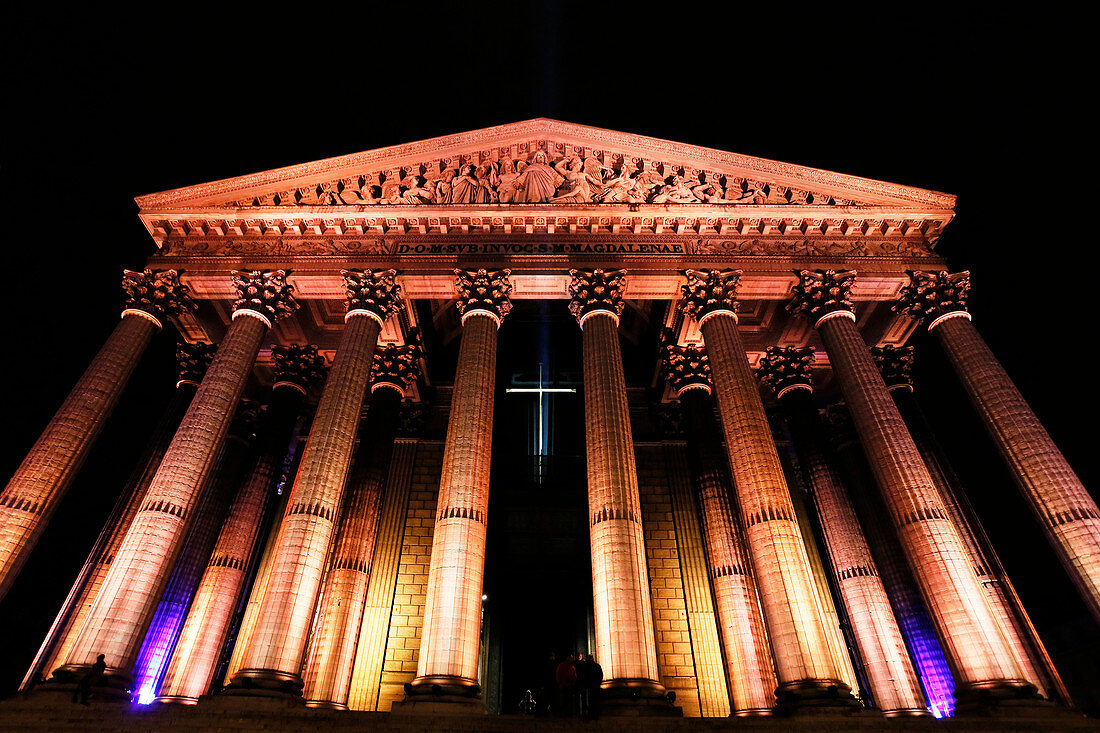 Paris. 8th district. Church of the Madeleine at night.