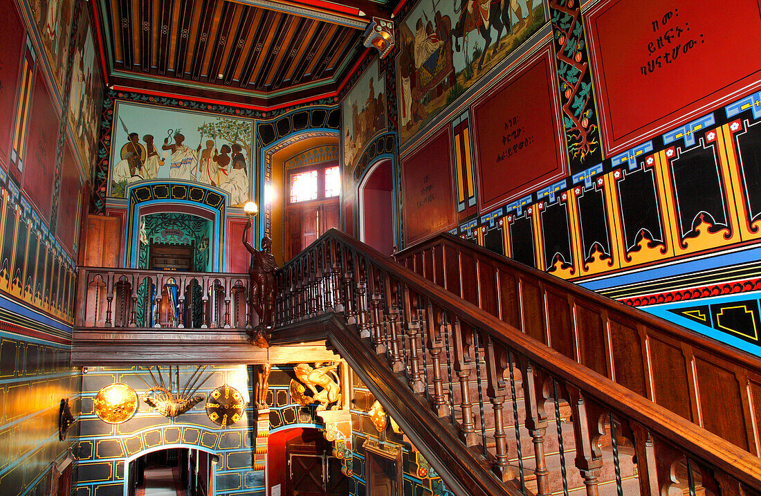 France, Aquitaine, Pyrenees Atlantiques (64), Basque country, province of Labourd, Hendaye, Abbadia castle, the stairwell