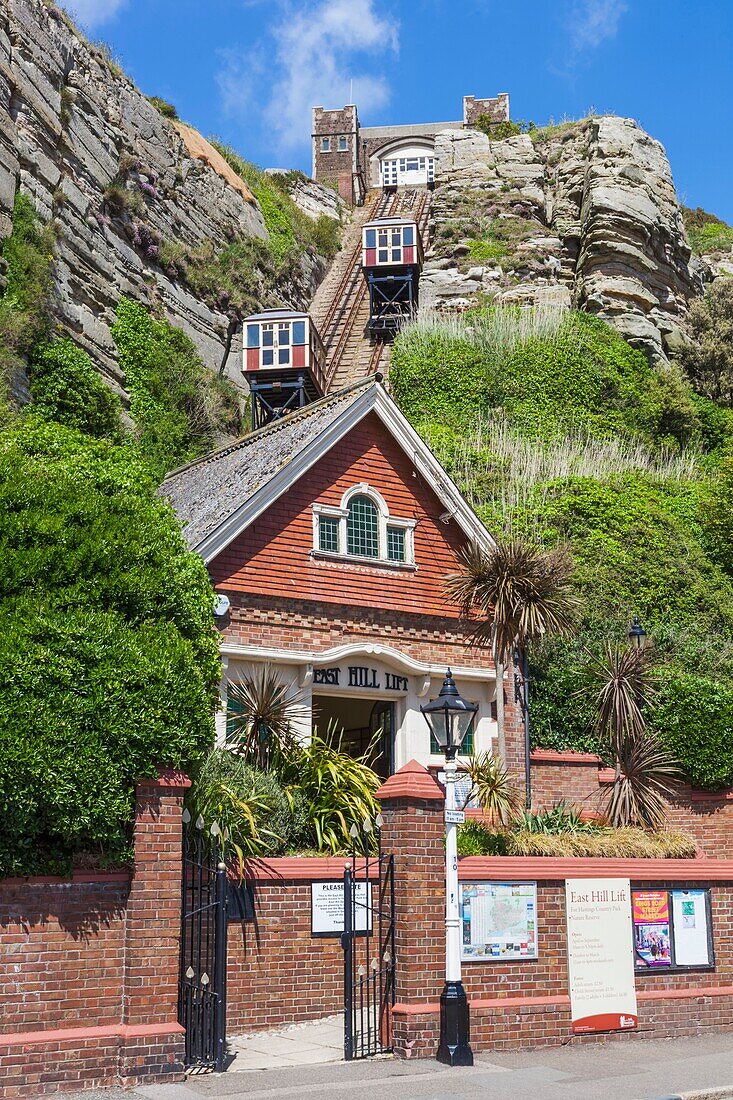 England,East Sussex,Hastings,Old Town,East Hill Lift aka East Cliff Railway