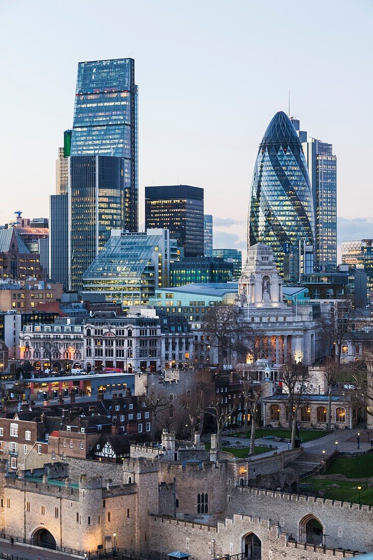 England, London, City Skyline View from Tower Bridge