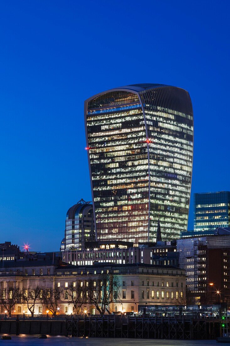 England, London, City Skyline and The Walkie Talkie Building