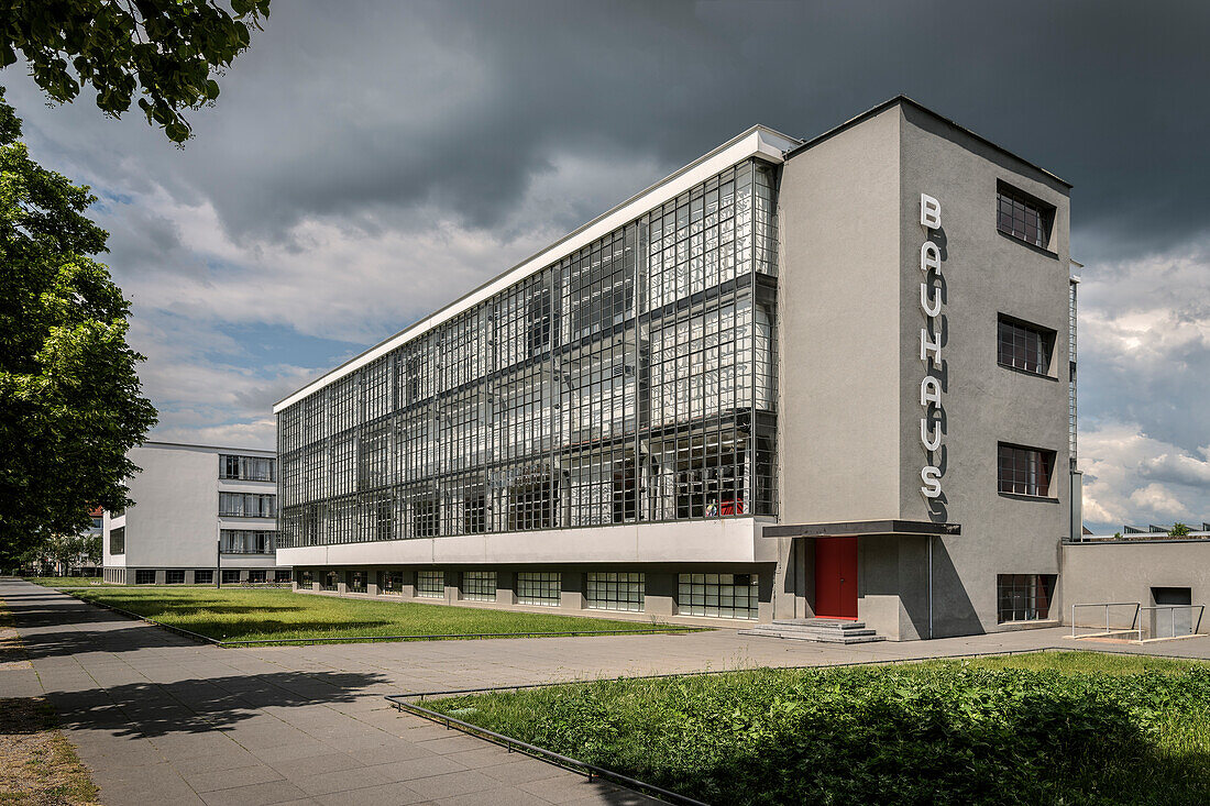 UNESCO Welterbe Bauhaus, Hauptgebäude vom Bauhaus Dessau, Dessau-Roßlau, Sachsen-Anhalt, Deutschland