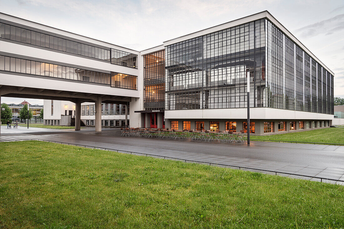 UNESCO World Heritage Bauhaus school, main building of Bauhaus Dessau, Dessau-Rosslau, Saxony-Anhalt, Germany