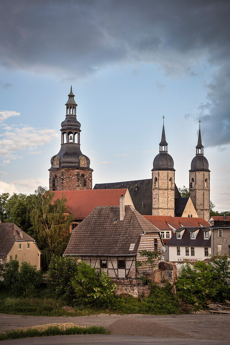 UNESCO Welterbe Lutherstädte, Blick auf Lutherstadt Eisleben und die St Andreas Kirche mit der Lutherkanzel, Sachsen-Anhalt, Deutschland