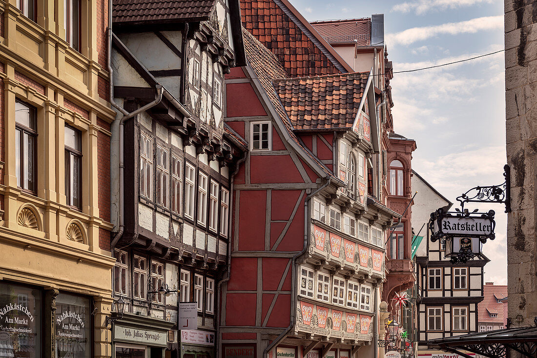 UNESCO Welterbe Fachwerkstadt Quedlinburg, Altstadt, Sachsen-Anhalt, Deutschland