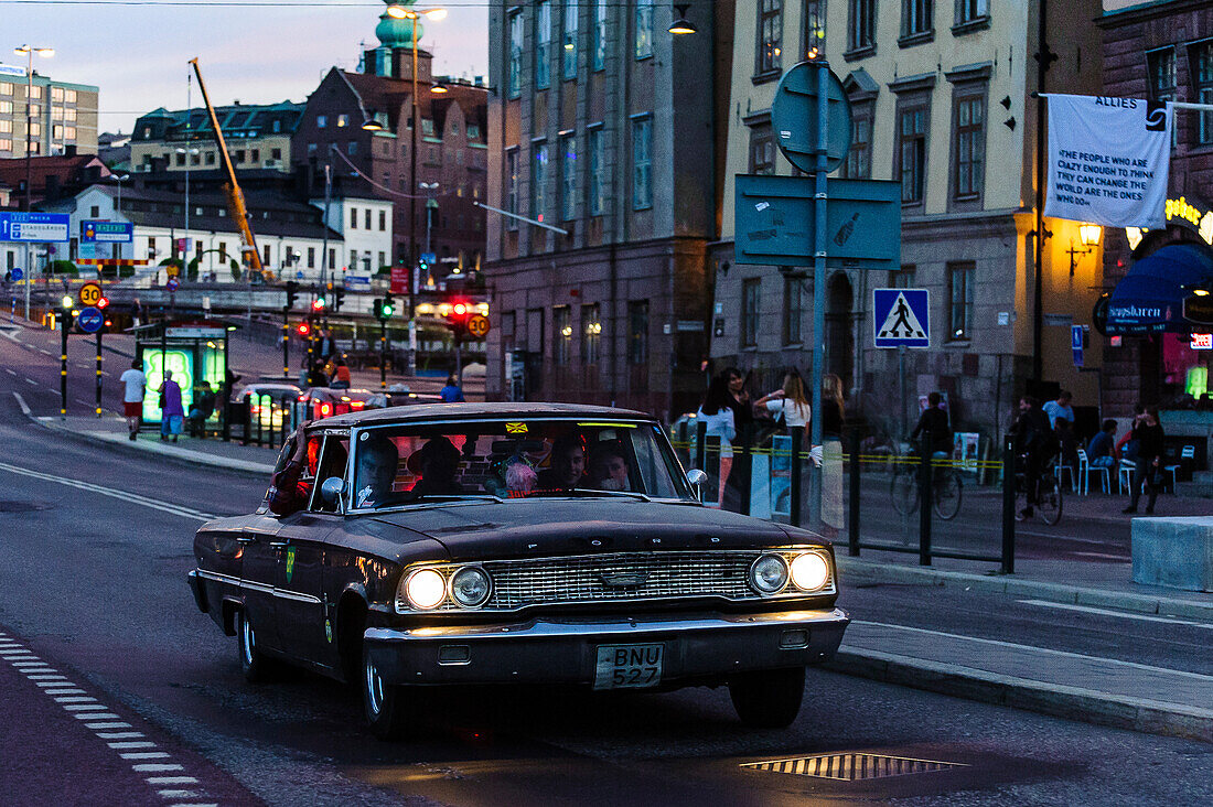 American vintage car in the old town, Stockholm, Sweden