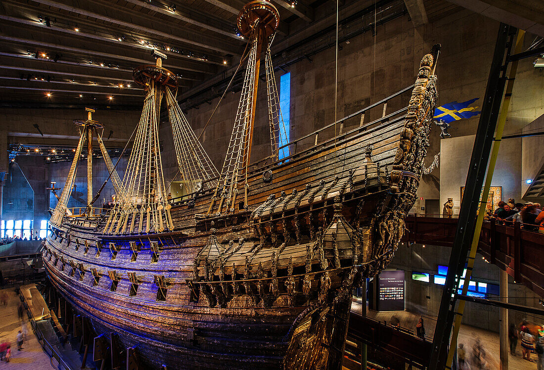 The wooden ship Wasa in the Wasa museum, Stockholm, Sweden
