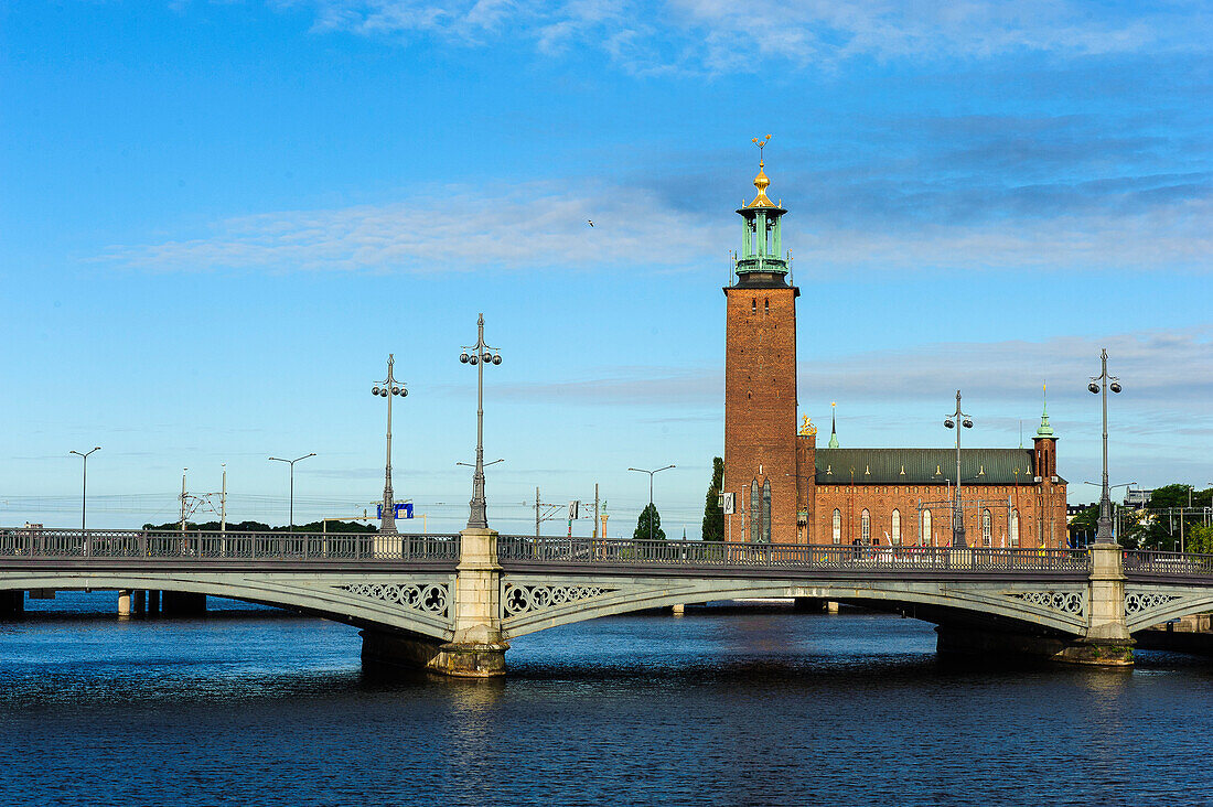 Stadshuset Town Hall with bridge in front of it, Stockholm, Sweden
