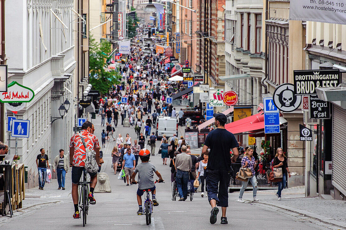 Einkaufsstrasse Drottninggatan , Stockholm, Schweden