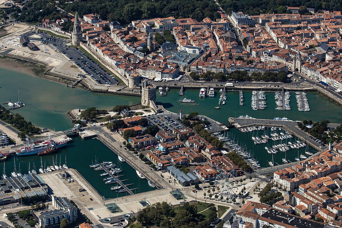 aerial view of the old port, la rochelle, (17) charente-maritime, nouvelle aquitaine, france