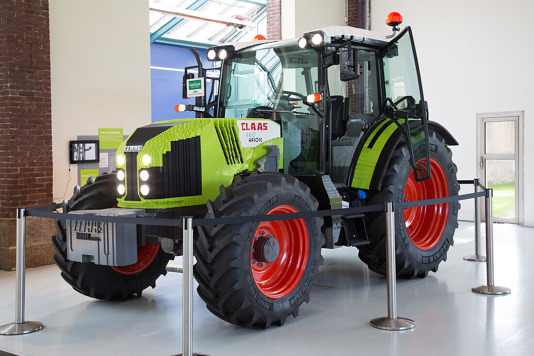life-size tractor made of lego, museum of the compa, agricultural conservatory, chartres (28), france