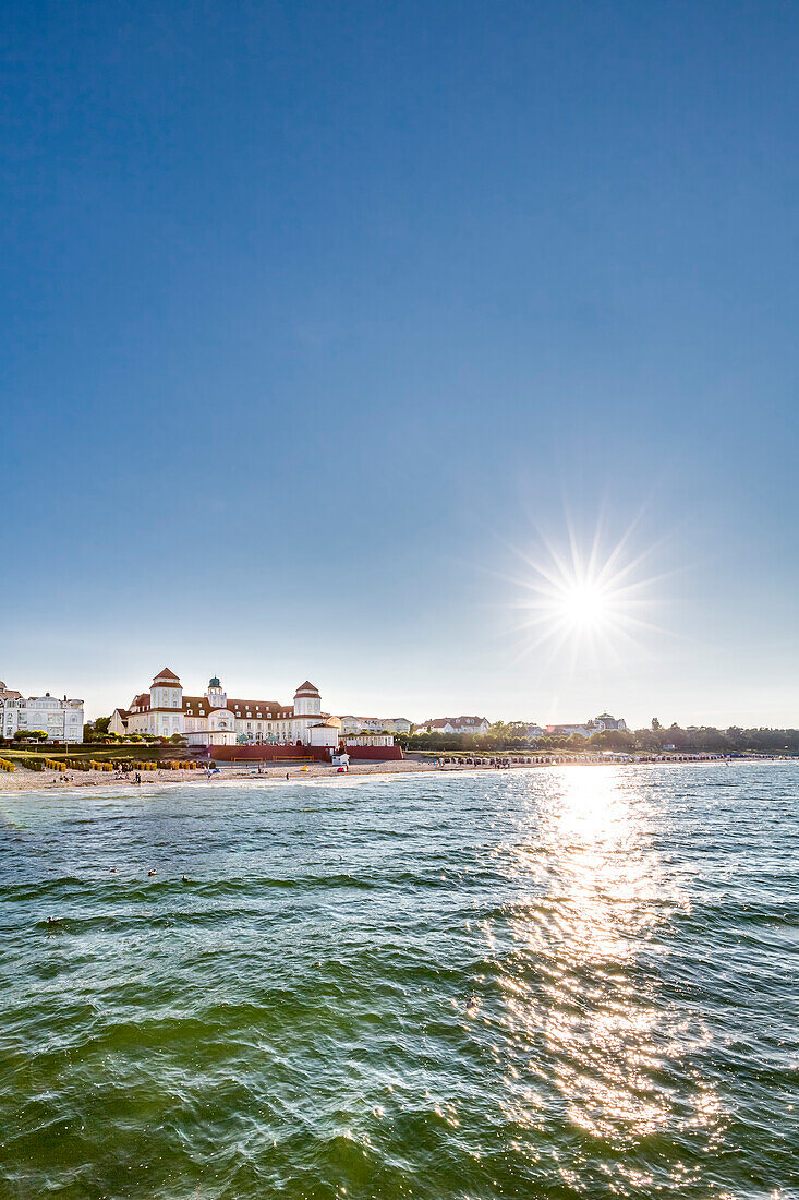 Kurhaus at sunset, Binz, Ruegen Island, Mecklenburg-Western Pomerania, Germany