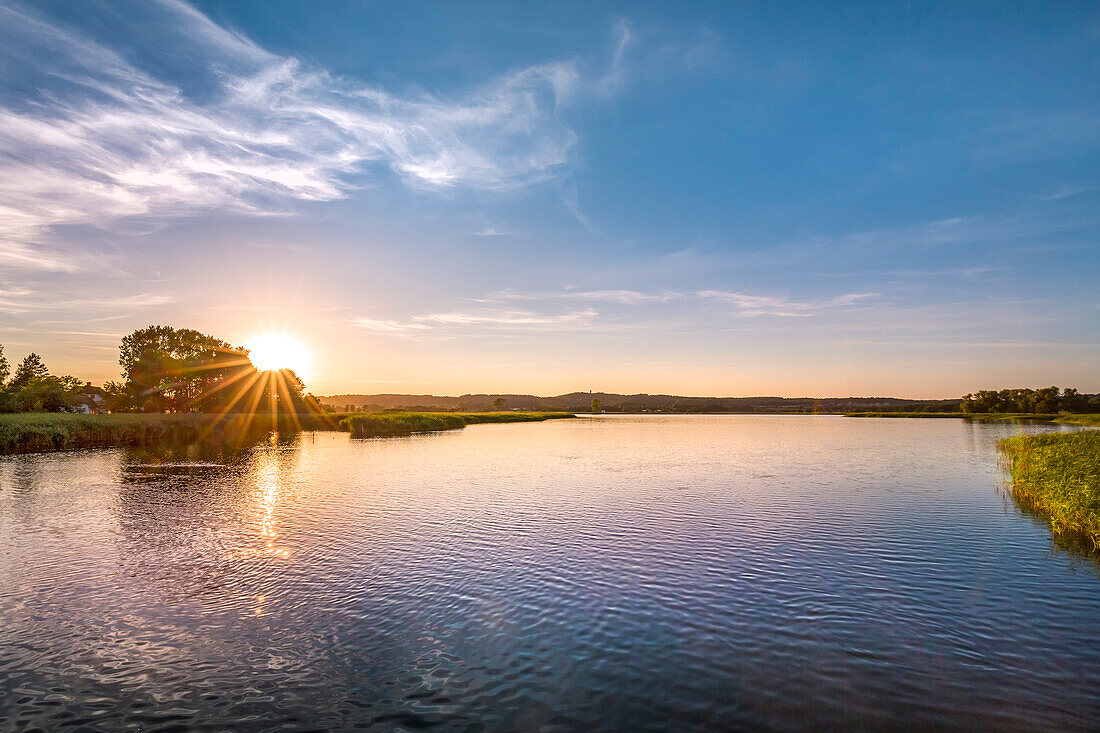 Abendstimmung am Neuensiener See, Seedorf, Rügen, Mecklenburg-Vorpommern, Deutschland