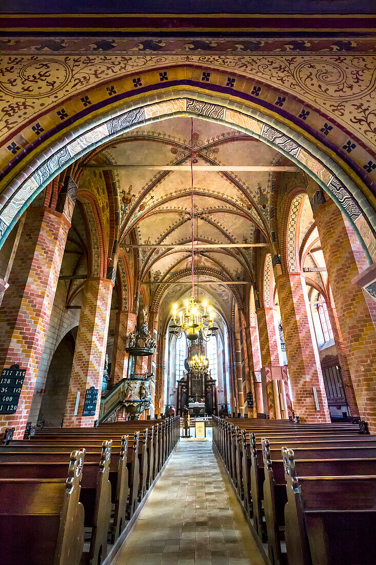 Interior of St. Mary's church, Bergen, Ruegen Island, Mecklenburg-Western Pomerania, Germany