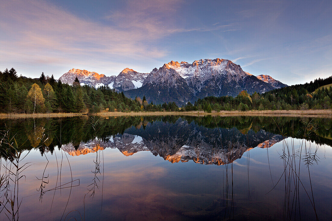 Luttensee, view to Karwendel, near Mittenwald, Werdenfelser Land, Bavaria, Germany