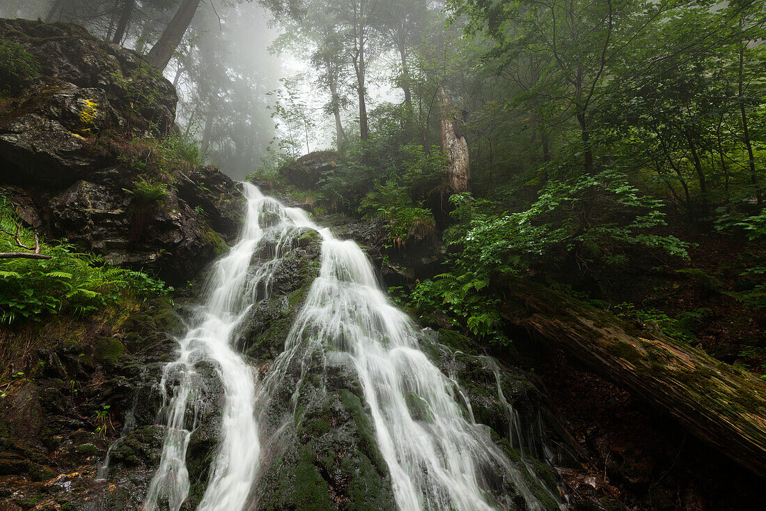 Hoellbachgspreng cascade, hiking path to Grosser Falkenstein, Bavarian Forest, Bavaria, Germany