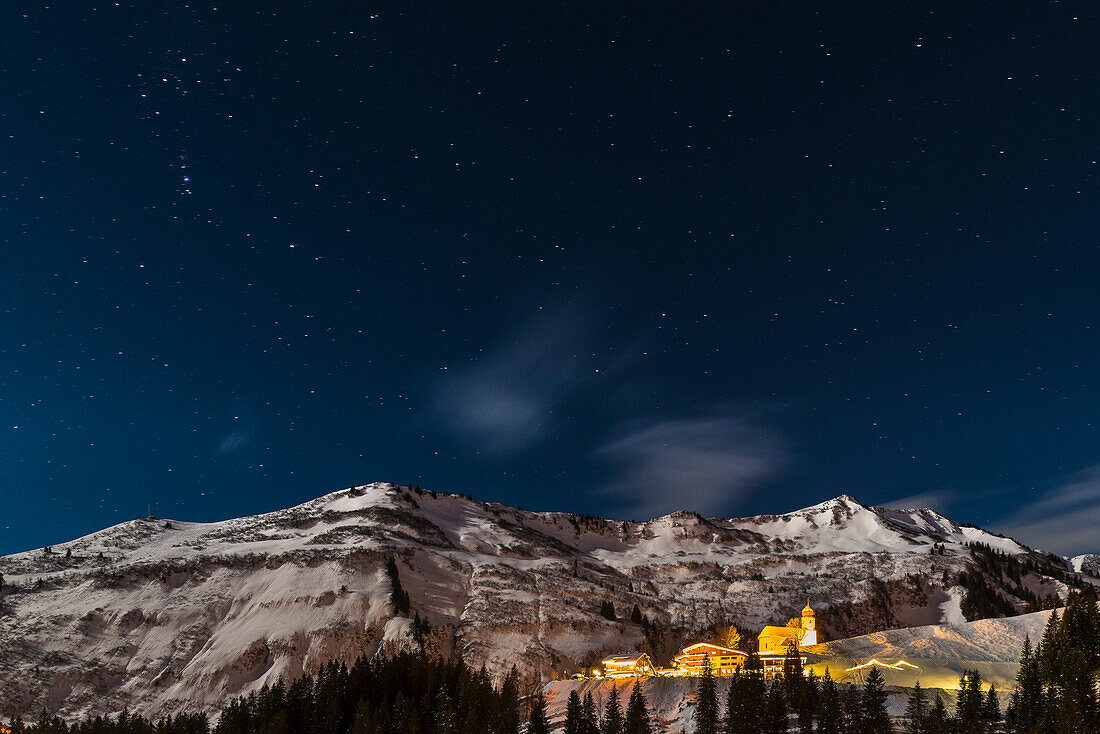 starry sky above Damüls, Arlberg region, Austria