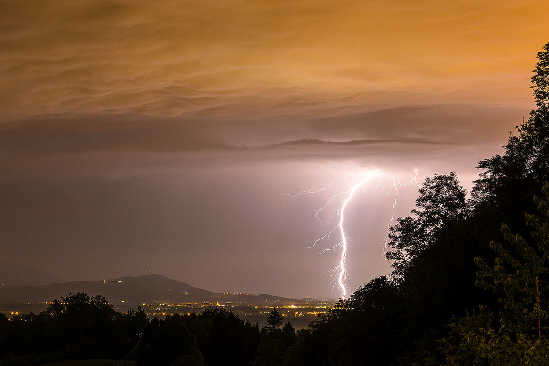 Thunderstorm above the city of Salzburg, Austria
