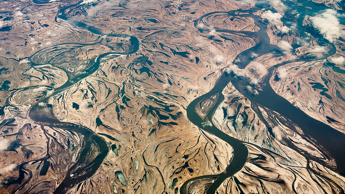 Rivers and creeks shape unique structures in North Sibiria, Russia