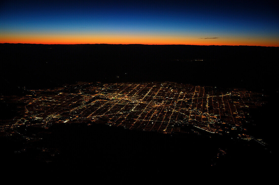 Lights of Las Vegas at dawn. Nevada, USA