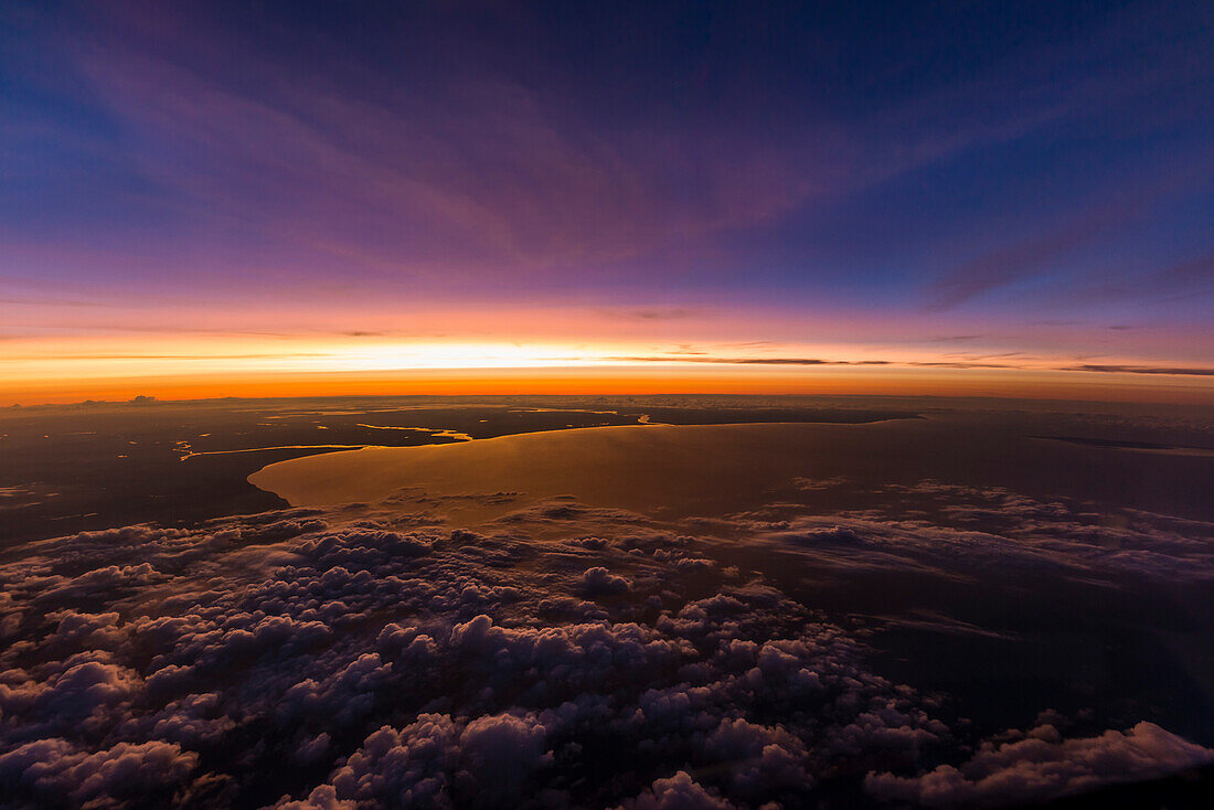 beautiful sunset above the clouds, Coast of the Baltic sea, Denmark