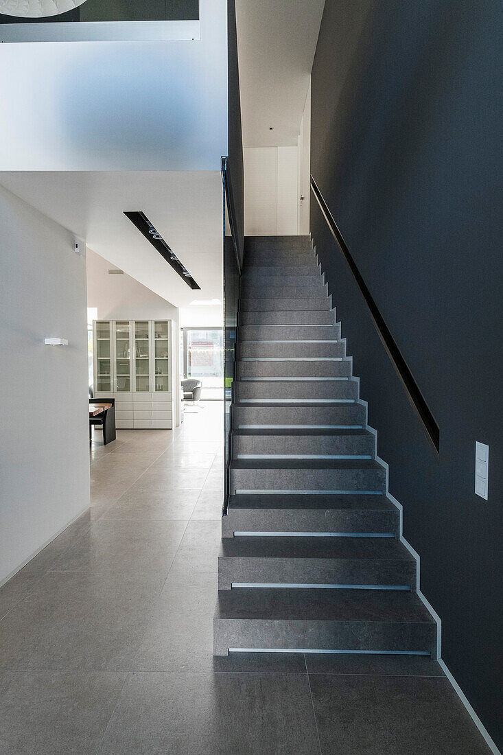 staircase of a modern architecture house in the Bauhaus style, Oberhausen, Nordrhein-Westfalen, Germany