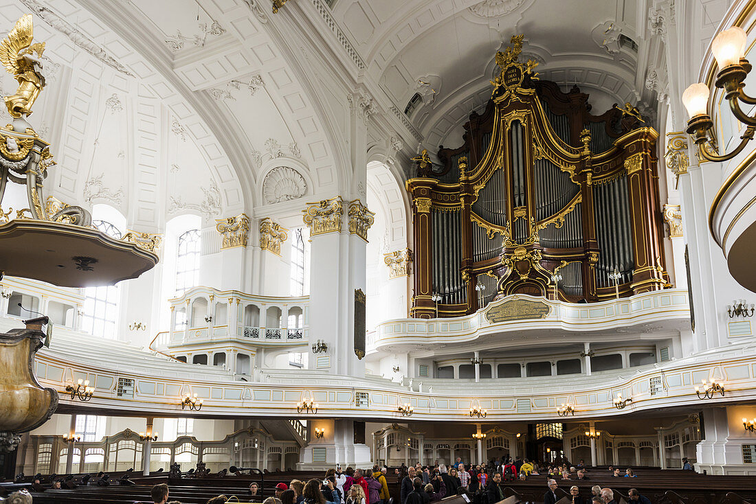 Organ, Interior view, St. Michaelis Church, also Hamburger Michel, Hamburg, Germany